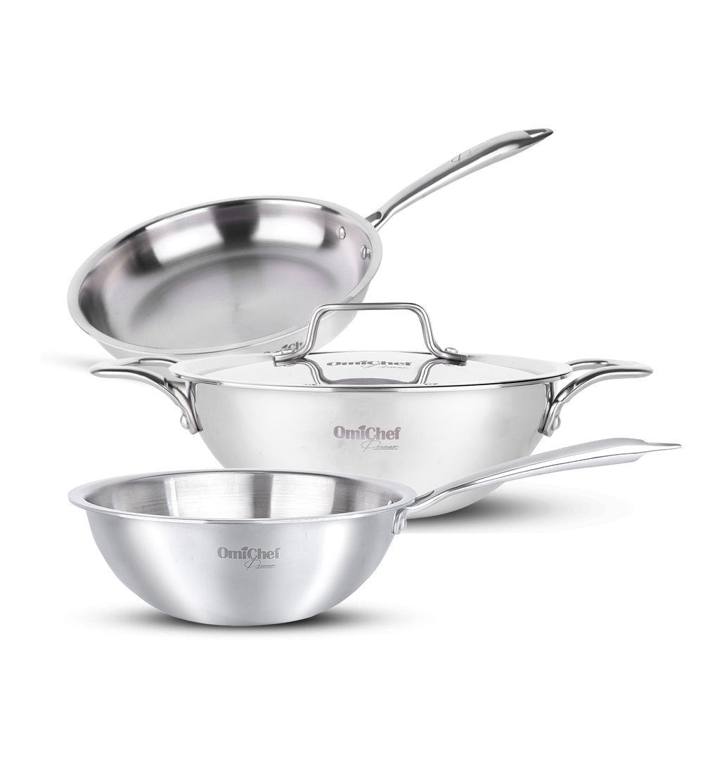 Omichef Triply Stainless Steel Cookware Combo Set of 4 Pcs 22 CM