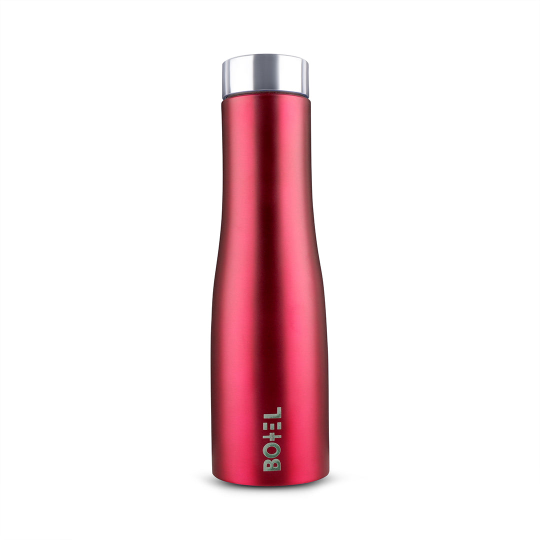 Red Hi-Rise Stainless Steel Water Bottle Single Wall 1 Litre