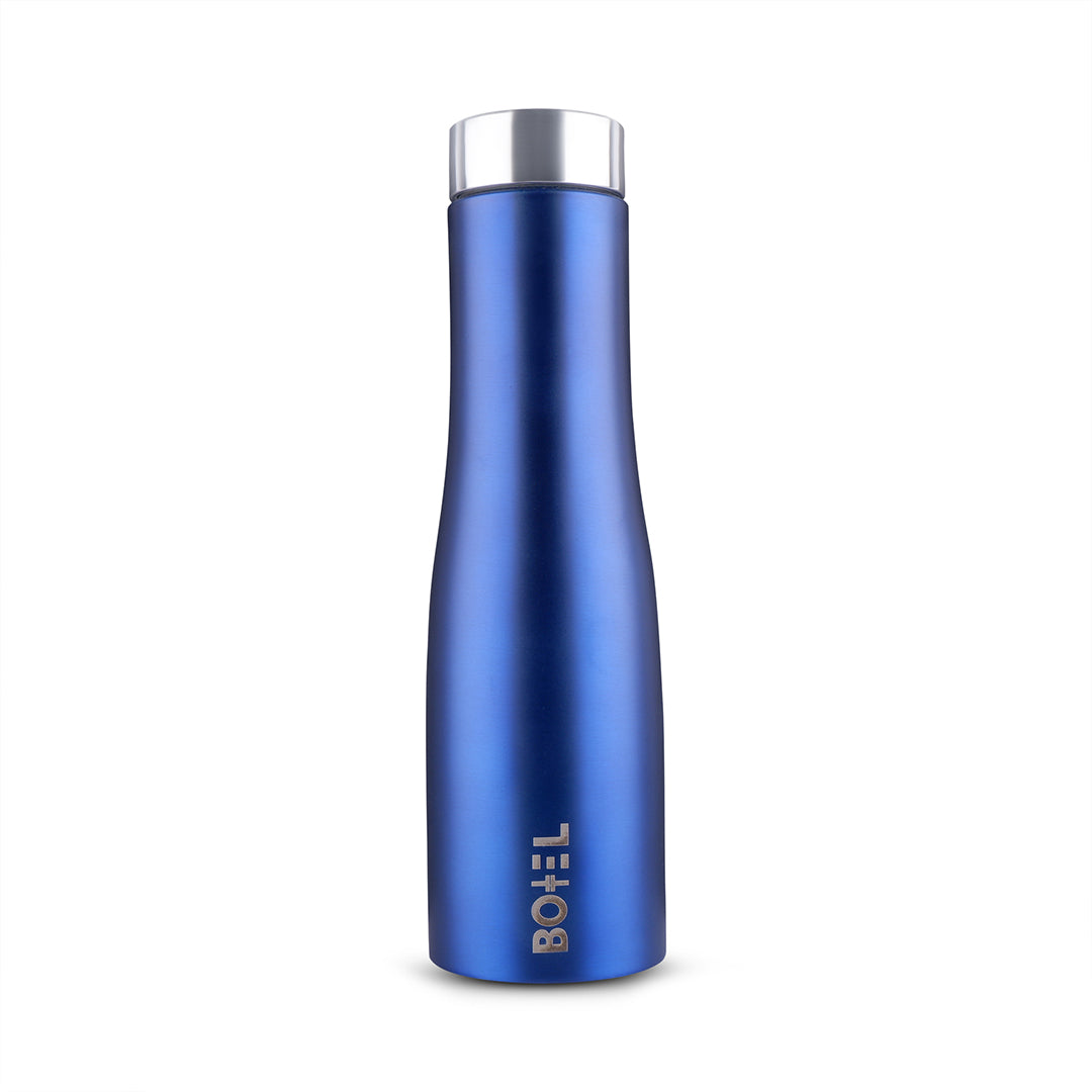 Blue Hi-Rise Stainless Steel Water Bottle Single Wall 1 Litre