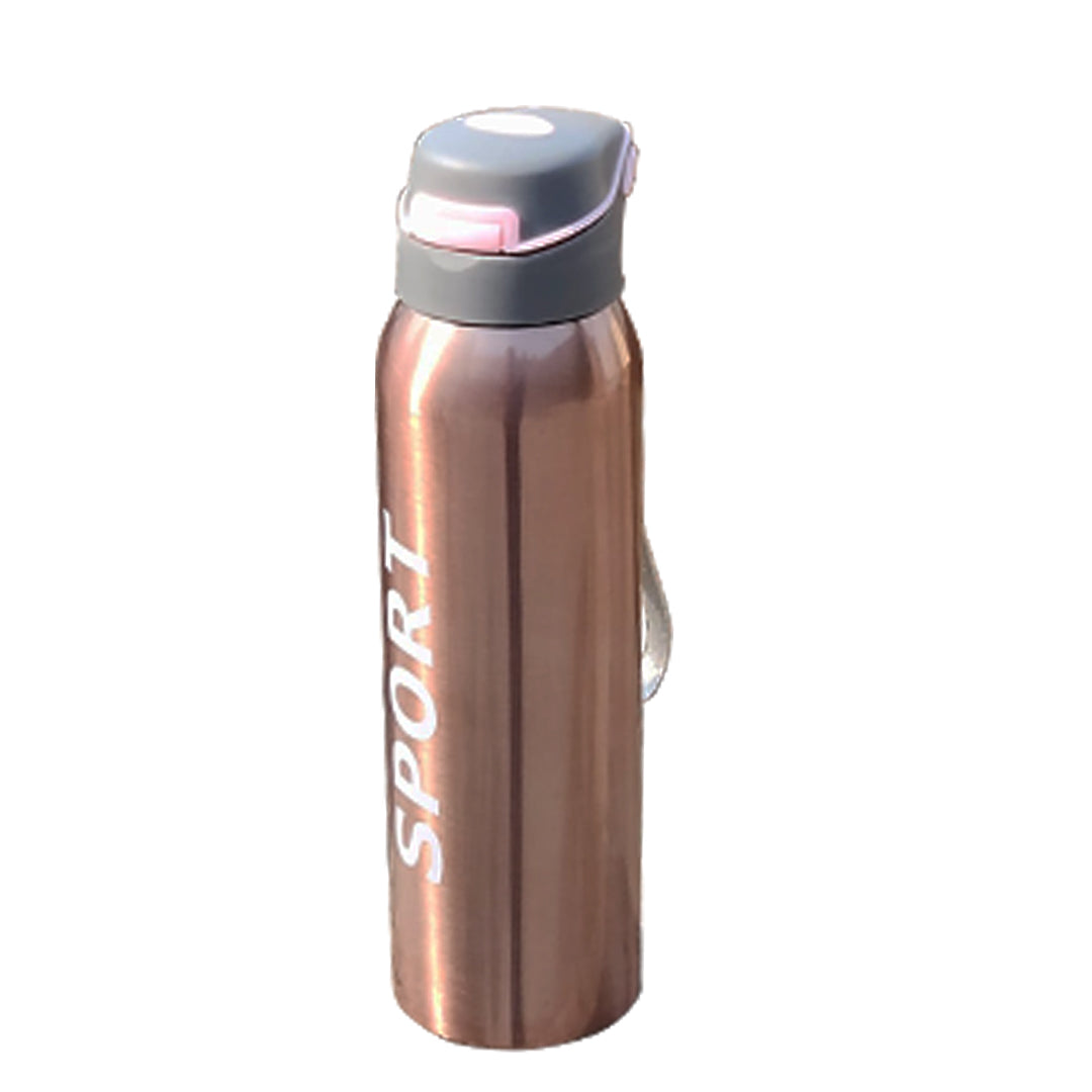 Sports Stainless Steel Water Bottle | with Straw | Capacity 500 ml | Best for Gym/Schools | Hot or Cold for long Durations | Glossy Bronze Colour