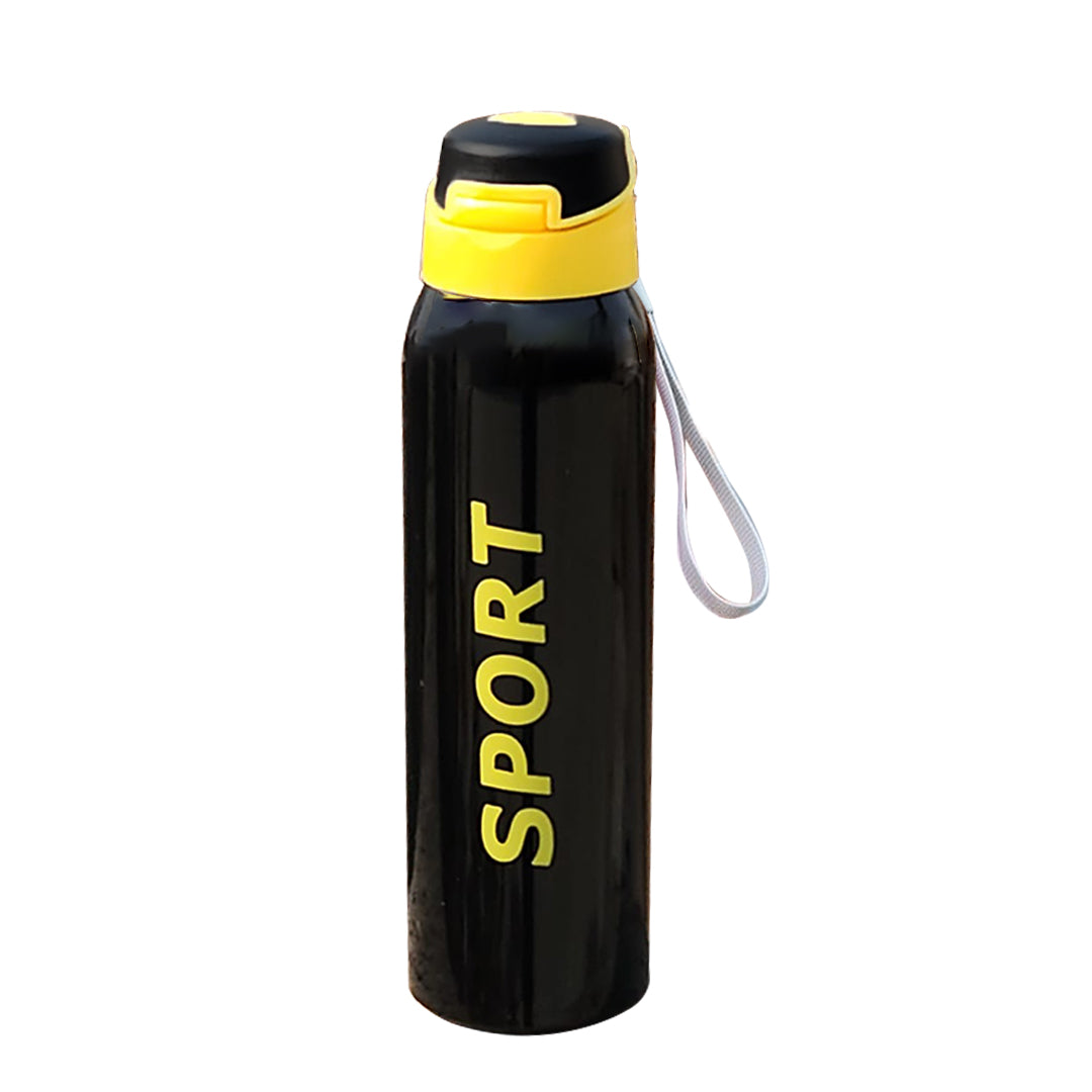Sports Stainless Steel Water Bottle | with Straw | Capacity 500 ml | Best for Gym/Schools | Hot or Cold for long Durations | Matte Black Colour