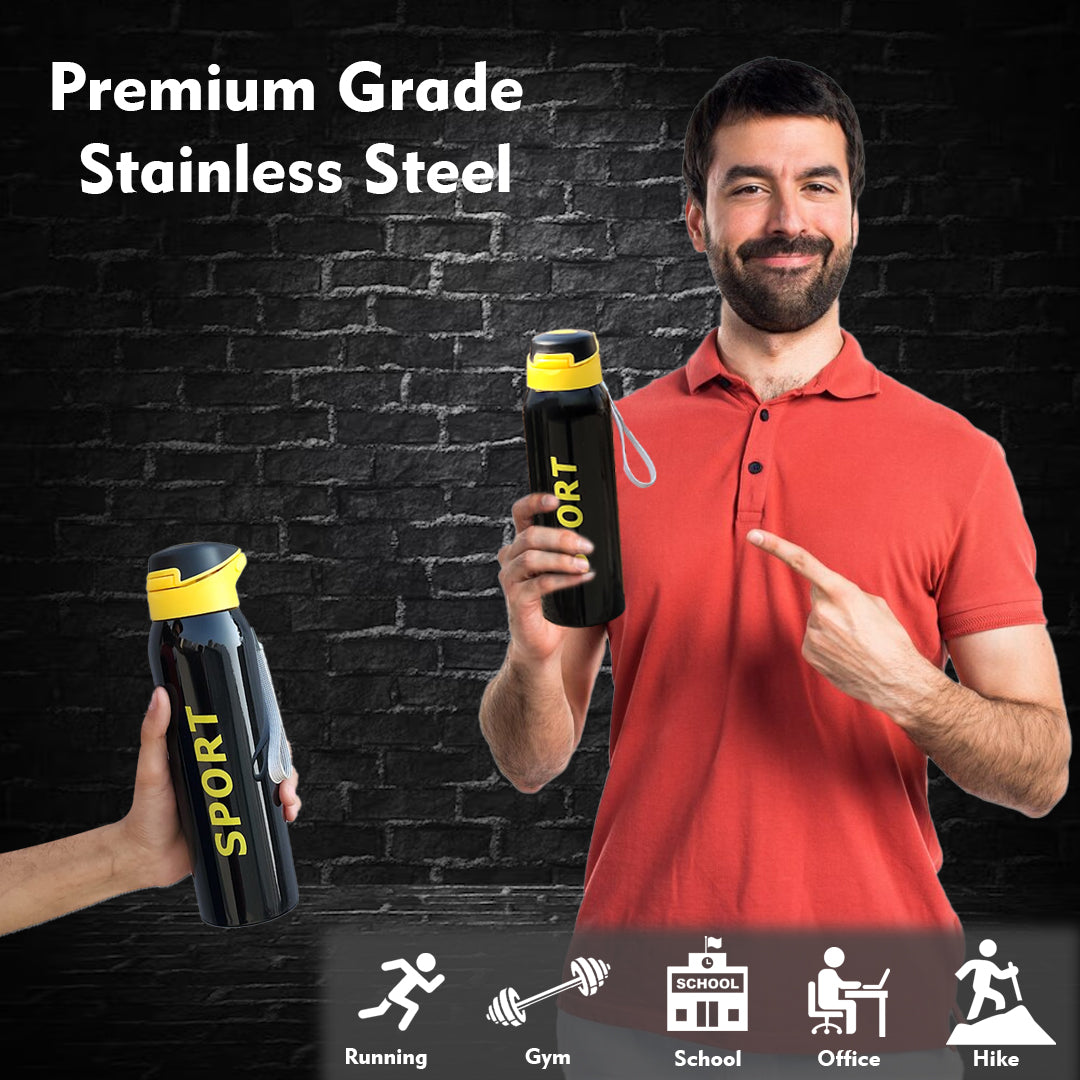 Sports Stainless Steel Water Bottle | with Straw | Matte | 500 ML