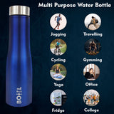 Blue Hi-Rise Stainless Steel Water Bottle Single Wall 1 Litre