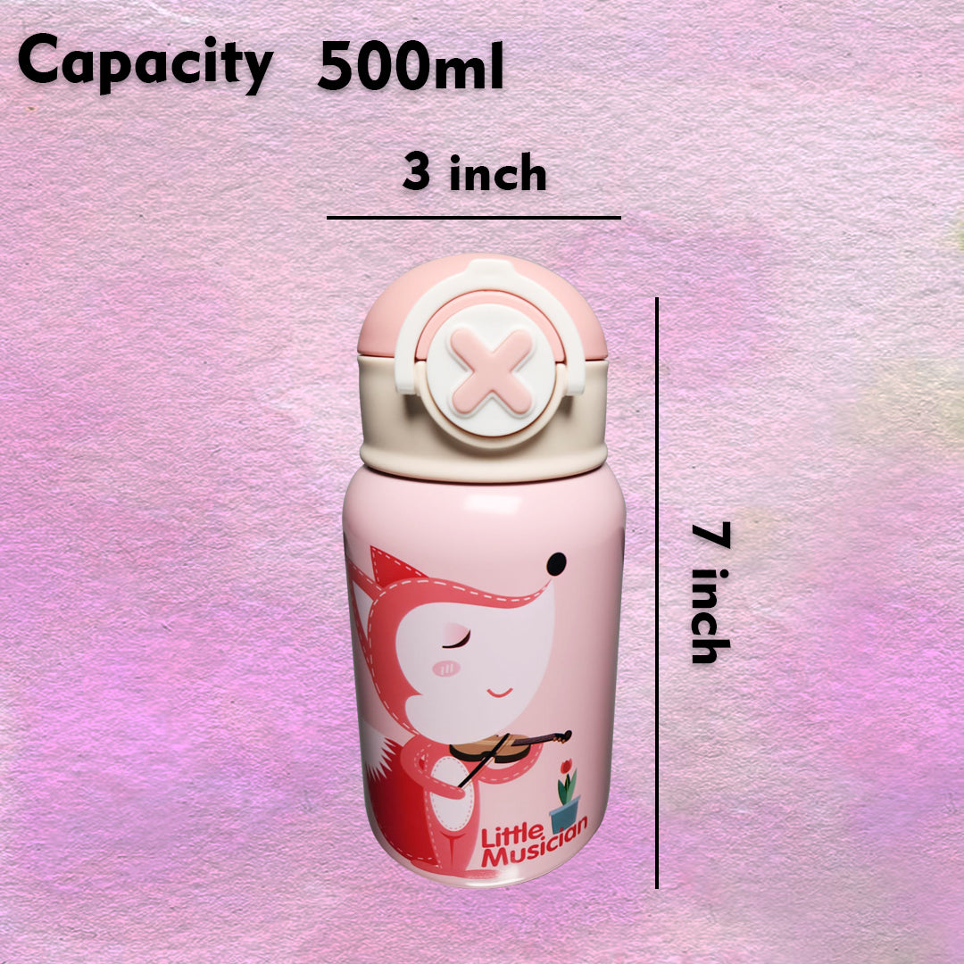 Kids Stainless Steel Water Bottle | with Straw | 500 ML