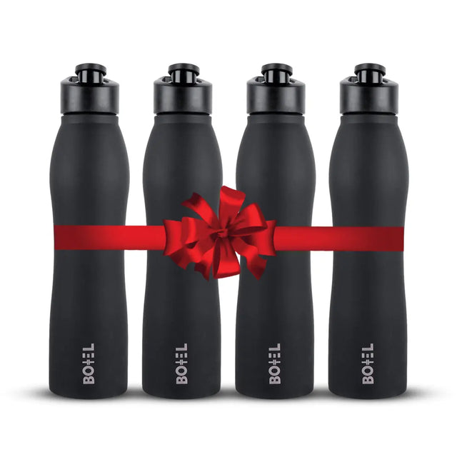 Vergo Stainless Steel Sports Water Bottle | Single Wall | 1 Litre | Pack Of 4 BOTTEL