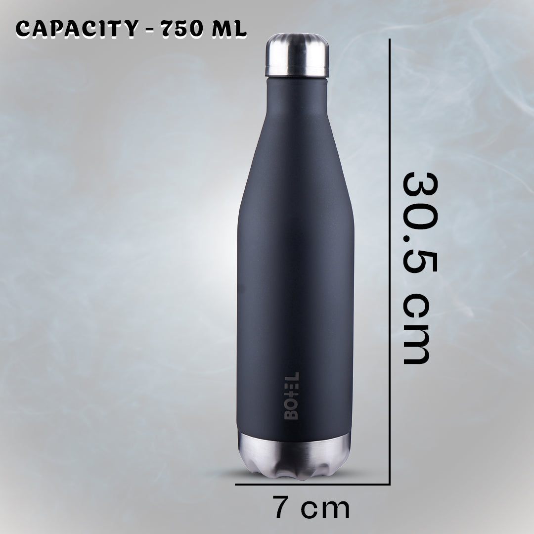 Thermo Sleek Double Wall Stainless Steel Water Bottle - 750 ml | Keeps Drinks Hot or Cold for 24 Hours