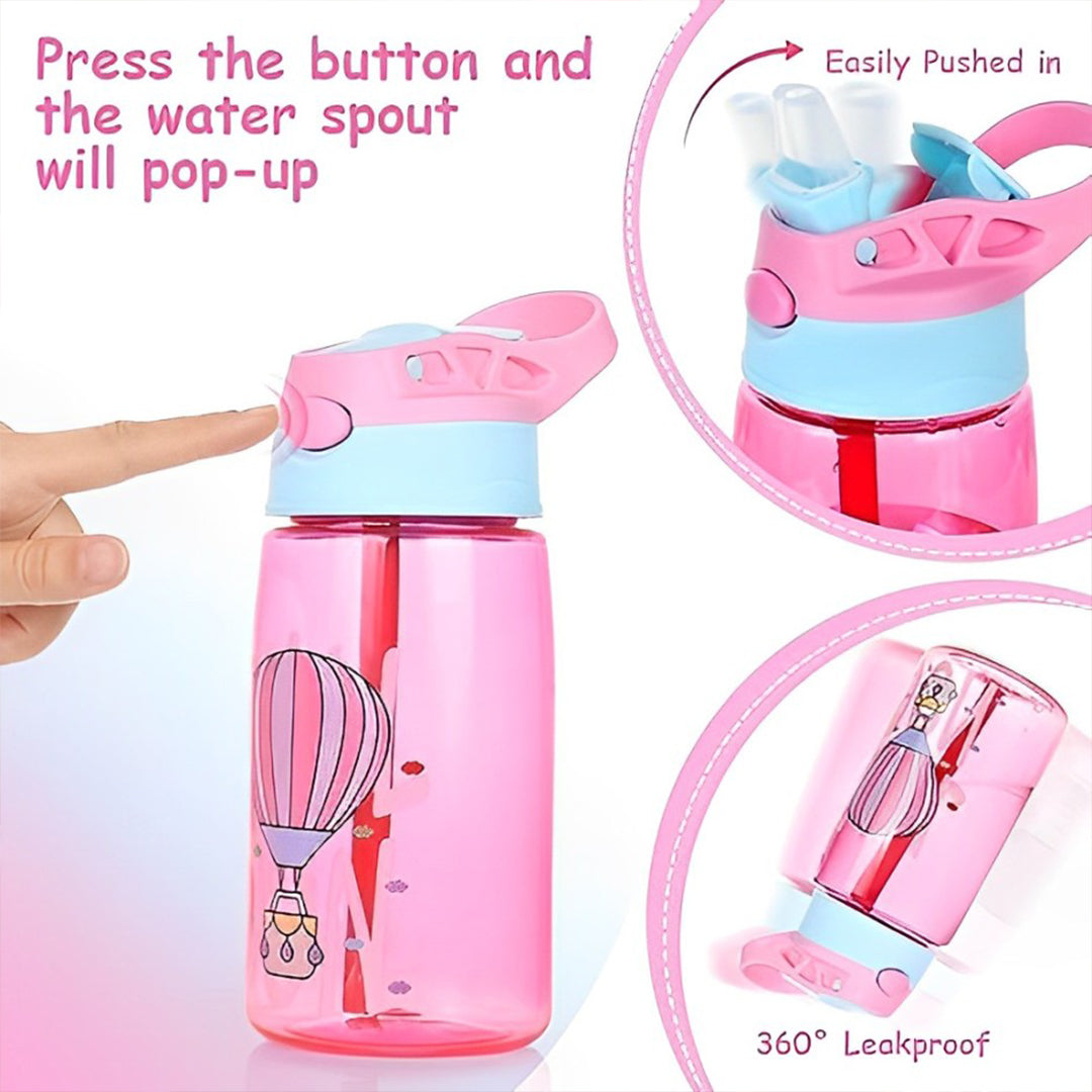 Kids Sipper Water Bottle | Flip-Open Lid | Perfect for School & Travel | Capacity - 380 ML