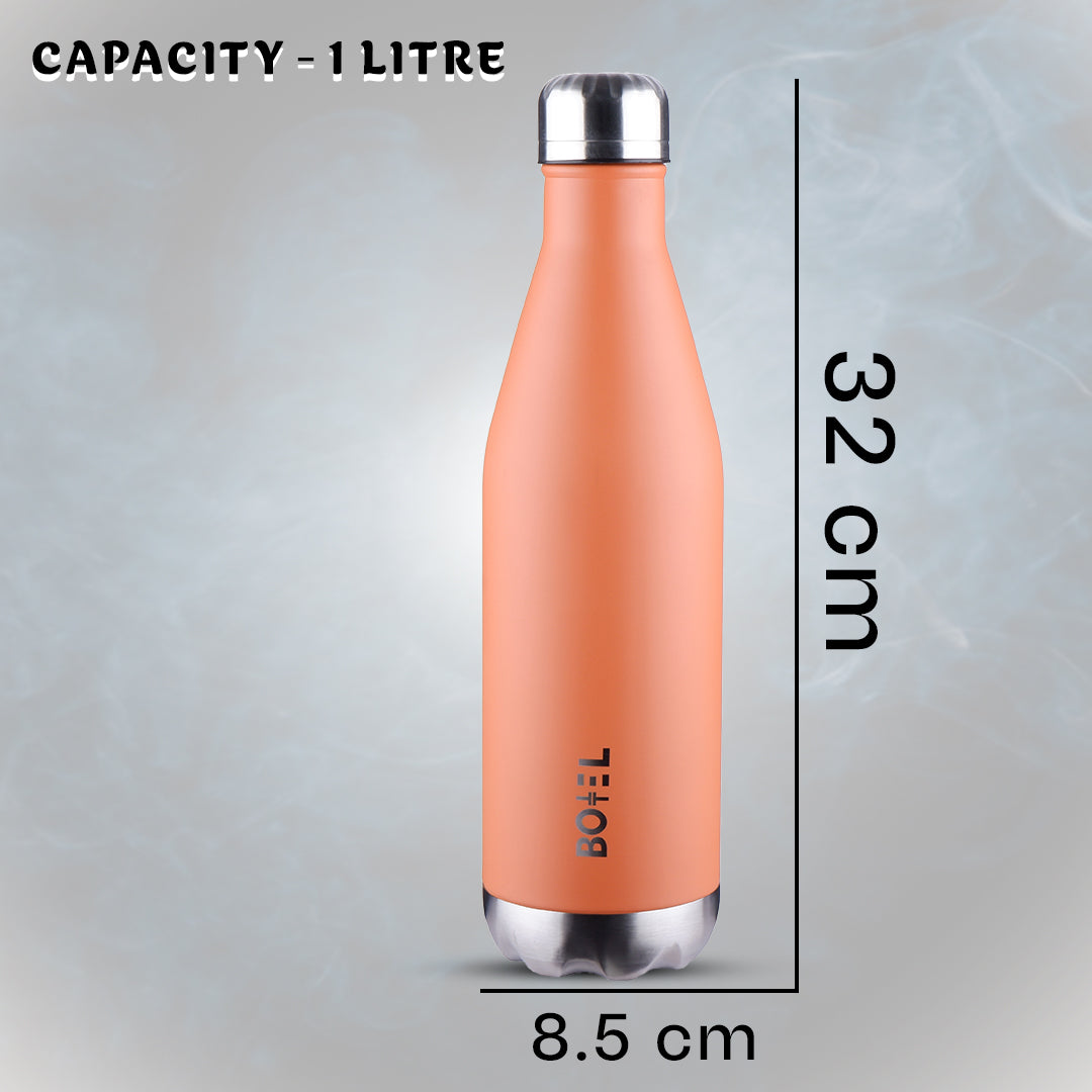 Thermosteel Water Bottle, 24 Hours Hot or Cold 1 Liter Flask Steel | Double Wall Water Bottle