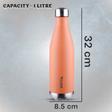 Thermosteel Water Bottle, 24 Hours Hot or Cold 1 Liter Flask Steel | Double Wall Water Bottle