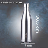 Thermo Sleek Double Wall Stainless Steel Water Bottle - 750 ml | Keeps Drinks Hot or Cold for 24 Hours