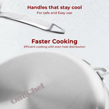 Omichef Triply Stainless Steel Frypan with Lid 20 cm Capacity 1 Litre