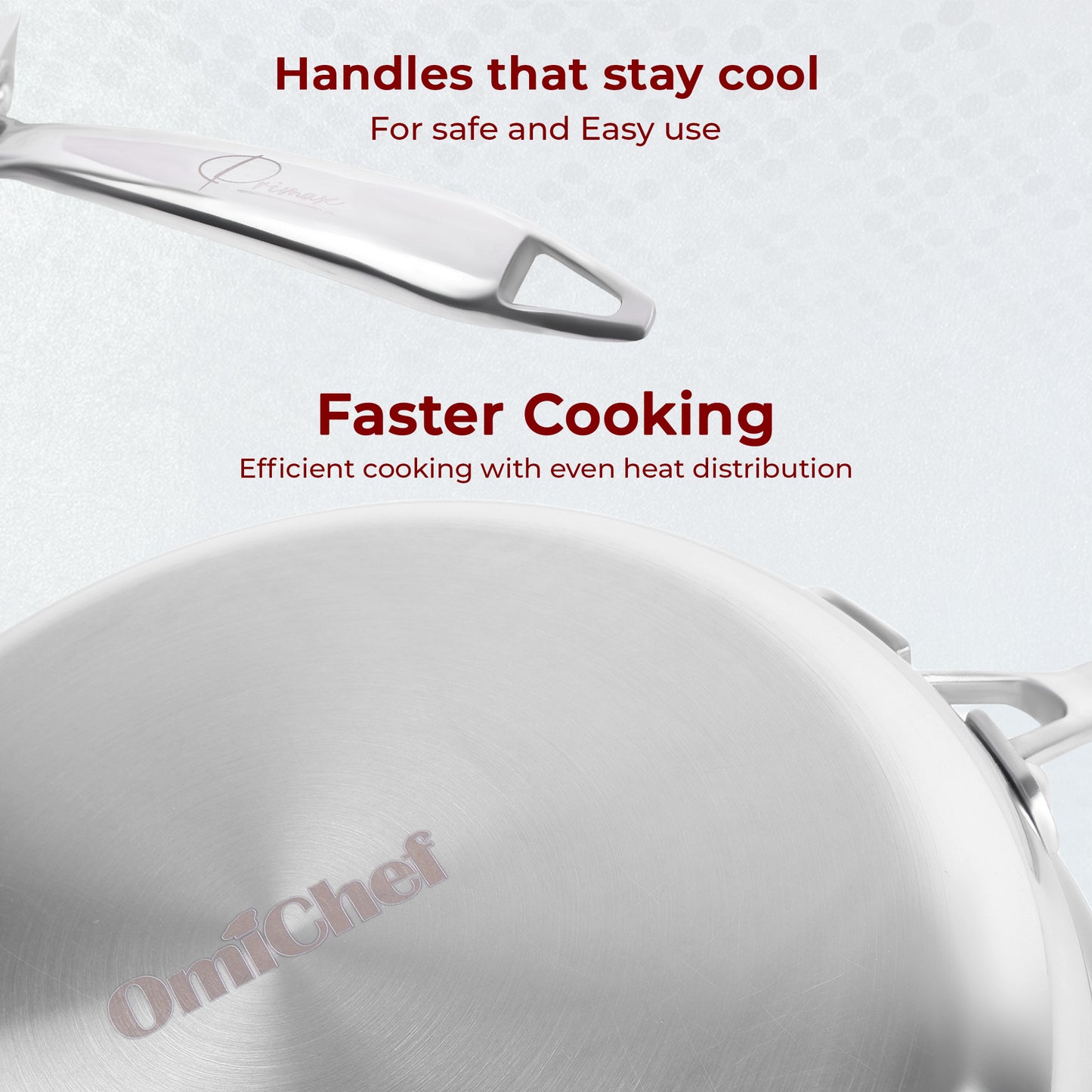 Omichef Triply Stainless Steel Frypan With Lid, 22 CM, Capacity 1.4 Litre
