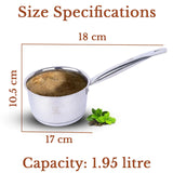 Stainless Steel Sandwich Bottom Sauce Pan | Sauce Pan 17 CM Diameter | Capacity 1.95 Litre OmiChef