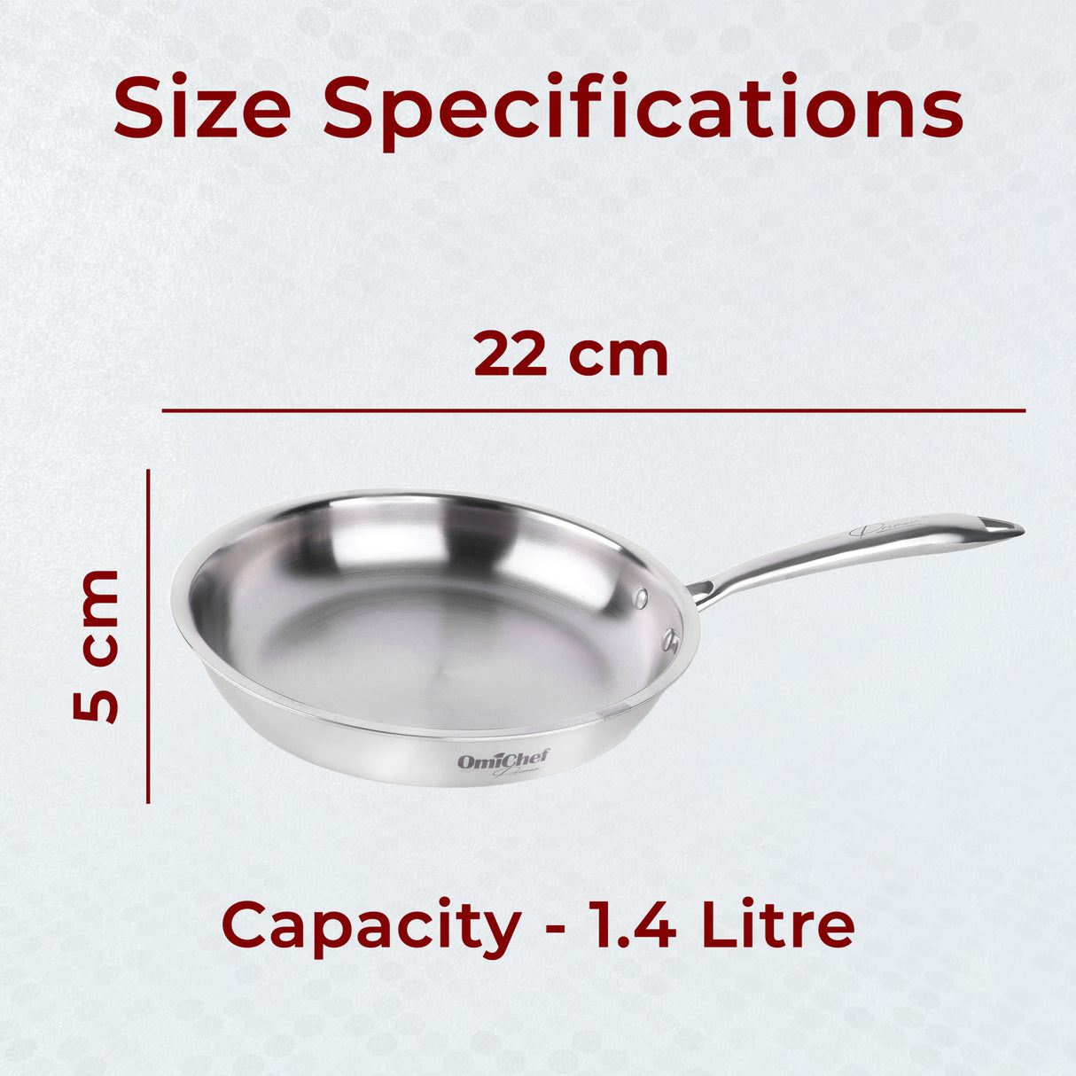 Omichef Triply Stainless Steel Frypan 22 CM Capacity 1.4 Litre