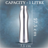 Curvy Stainless Steel Fridge Water Bottle | Silver | Capacity 1 Litre OmiChef