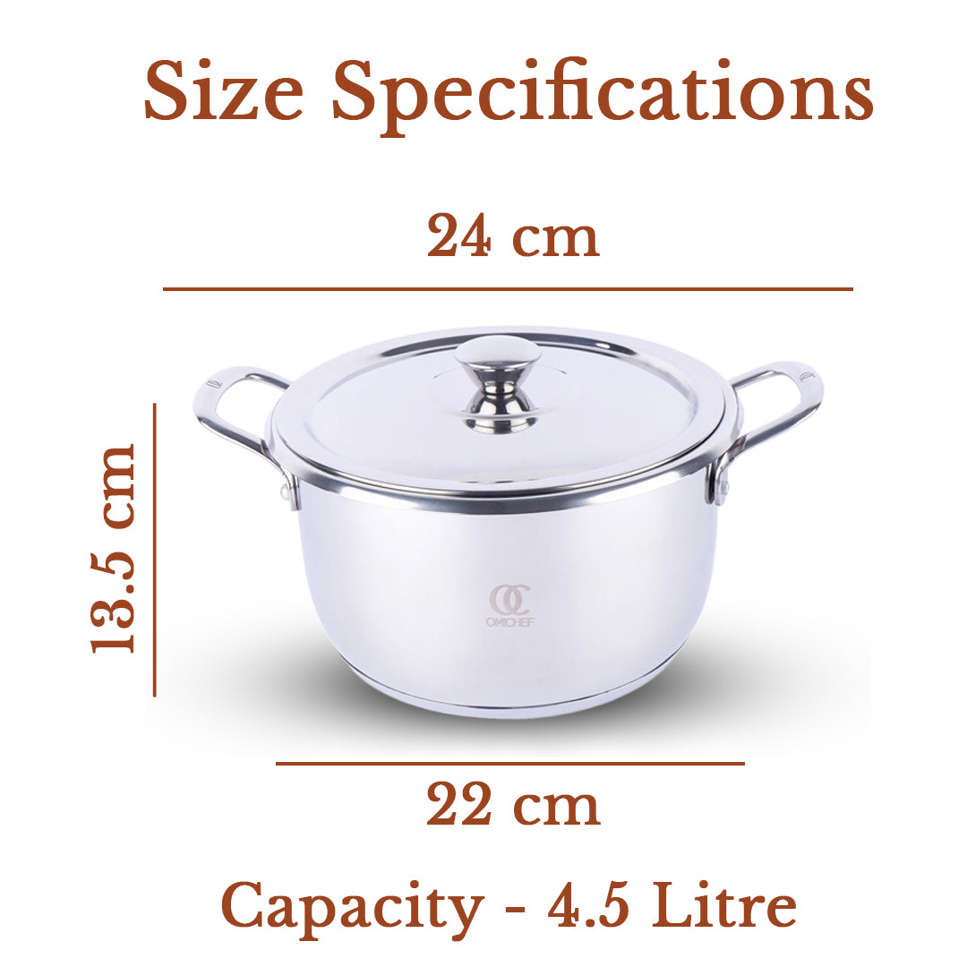 Sandwich Bottom Casserole | Induction Compatible | Diameter 20 CM | Capacity 3.5 Litre (Copy) OmiChef