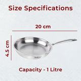 Omichef Triply Stainless Steel Frypan 20 CM 1 Litre