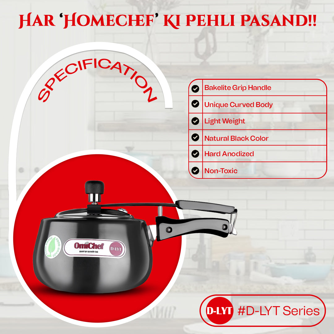 3 Litre | D-LYT | Hard Anodized | Induction Compatible | Curve | Pressure Cooker