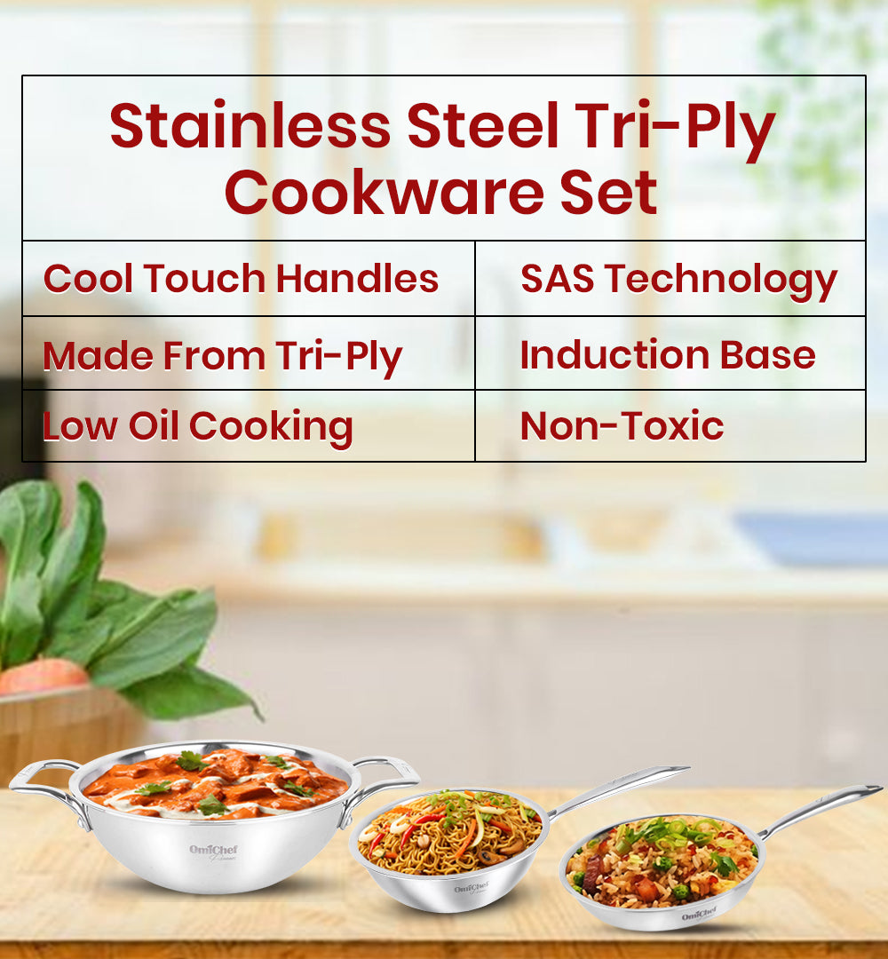 Omichef Triply Stainless Steel Cookware Combo Set Of 4Pcs | 20CM