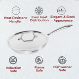 Omichef Triply Stainless Steel Frypan with Lid 20 cm Capacity 1 Litre