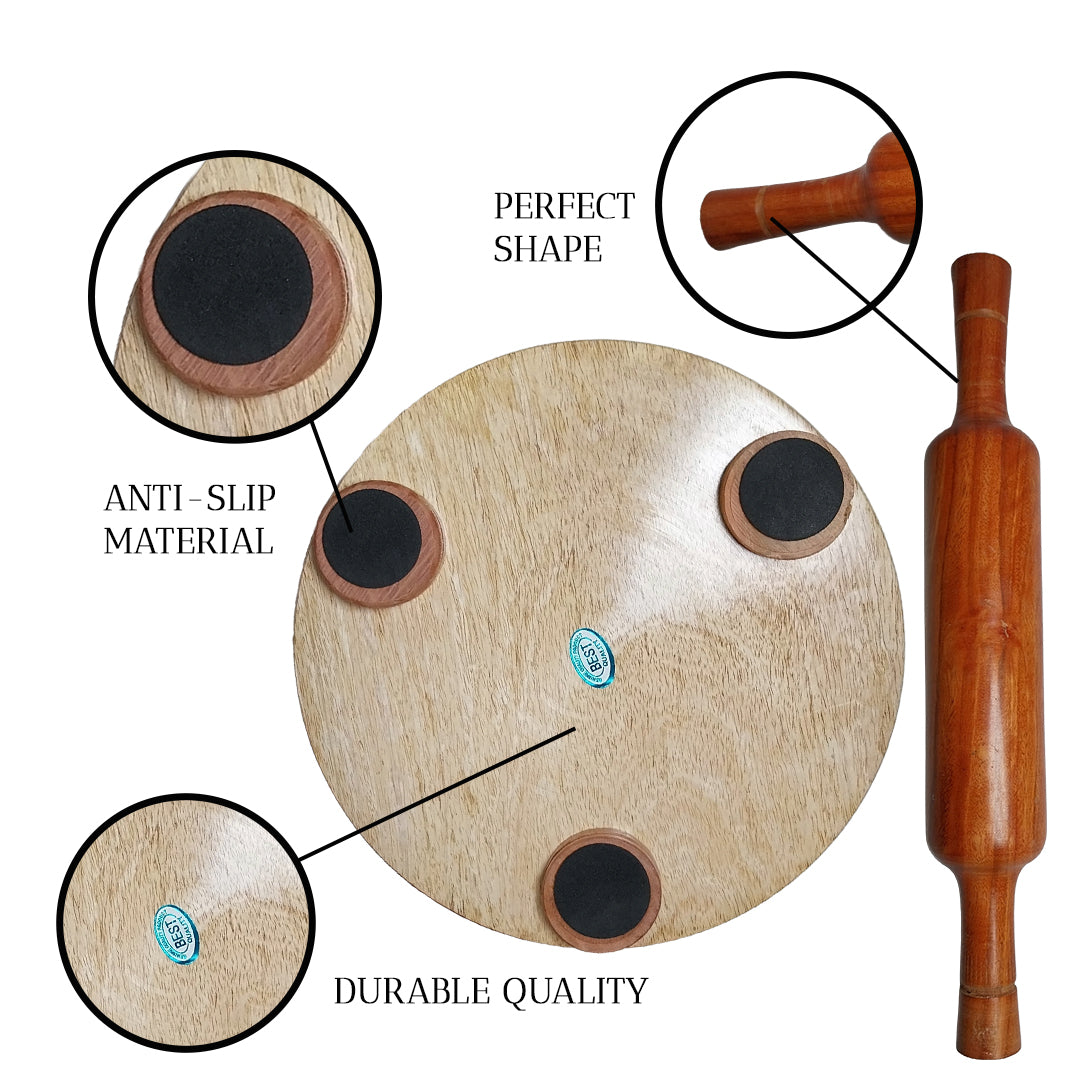 Premium Wooden Rolling Pin and Dough Board Set