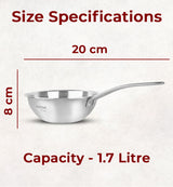 Triply Stainless Steel Wok With Lid 20 CM | Capacity 1.7 Litre