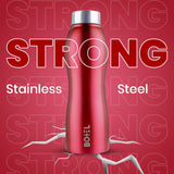 BoTTel Curvy Stainless Steel Water Bottle Single Wall Red 1 Litre