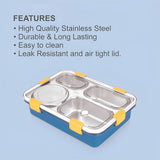 Ultimate 4-Compartment Stainless Steel Lunch Box Set: Leak-Proof with Bowl, Spoon, Chopsticks, and Tray