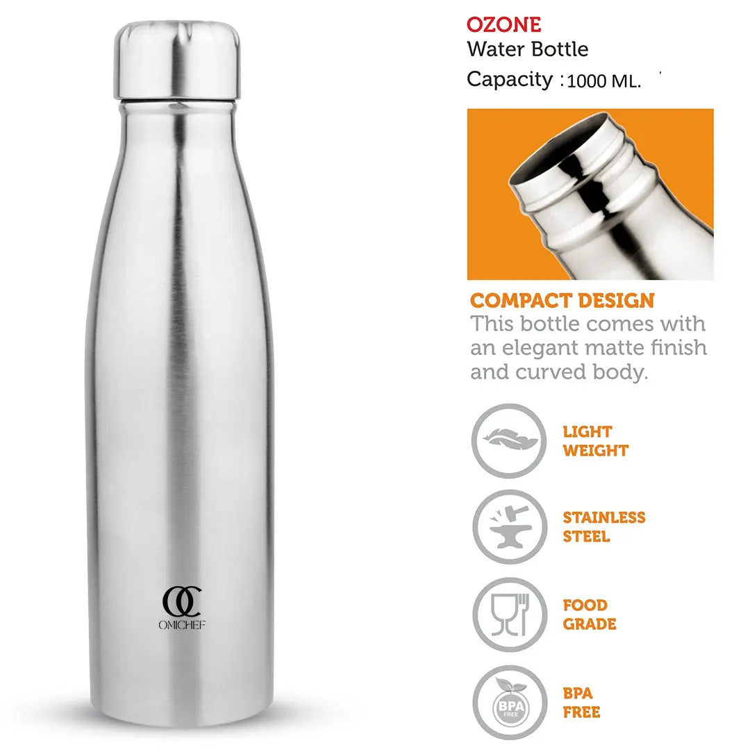 UniSteel Ozone Fridge Bottle- Capacity 1 Litre OmiChef