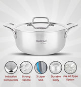 Omichef Triply Stainless Steel Dutch Oven/Casserole/Biryani Pot 22 CM