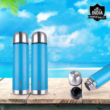 Thermo Tough Double Wall Steel Water Bottle Hot or Cold for 24 Hours Flask Teal Blue 1000 ML