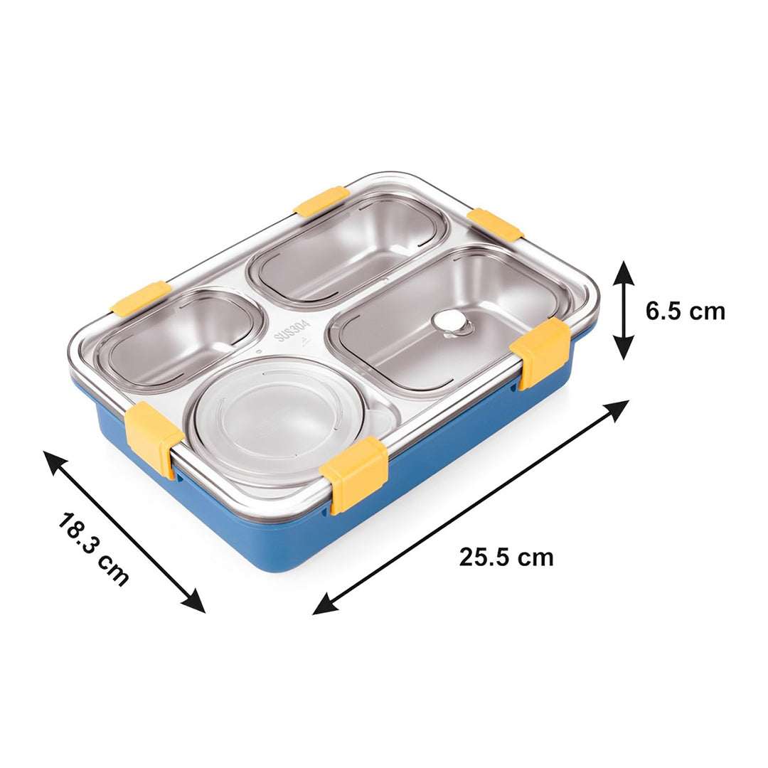 Ultimate 4-Compartment Stainless Steel Lunch Box Set: Leak-Proof with Bowl, Spoon, Chopsticks, and Tray