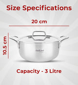 Omichef Triply Stainless Steel Casserole/Dutch Oven/Biryani Pot 20 CM