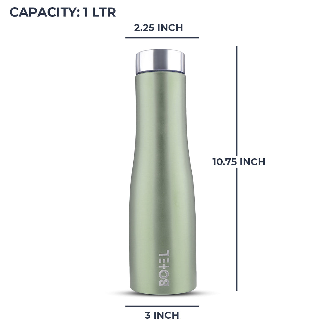 Hi-Rise Stainless Steel Water Bottle | Single Wall | 1 Litre