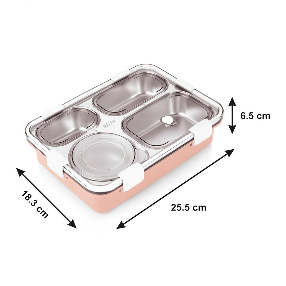 Ultimate 4-Compartment Stainless Steel Lunch Box Set: Leak-Proof with Bowl, Spoon, Chopsticks, and Tray