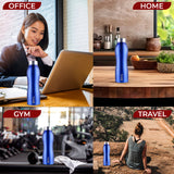 BoTTel Curvy Stainless Steel Water Bottle Single Wall in Blue Colour 1 Litre