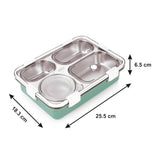 Ultimate 4-Compartment Stainless Steel Lunch Box Set: Leak-Proof with Bowl, Spoon, Chopsticks, and Tray