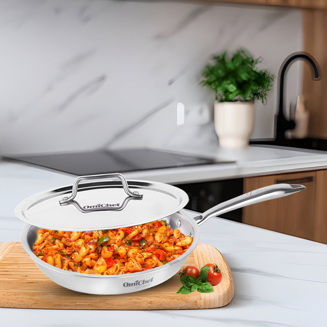 Triply Stainless Steel Frypan with Lid | 20 cm | Capacity 1 Litre