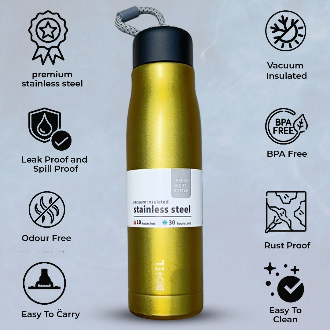 Sporty | Double Wall Steel Water Bottle | Vacuum Insulated | 10 Hours Hot & 24 Hours Cold