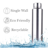 Aquapro Stainless Steel Fridge Water Bottle | Single Wall | Silver | Capacity 1 Litre OmiChef