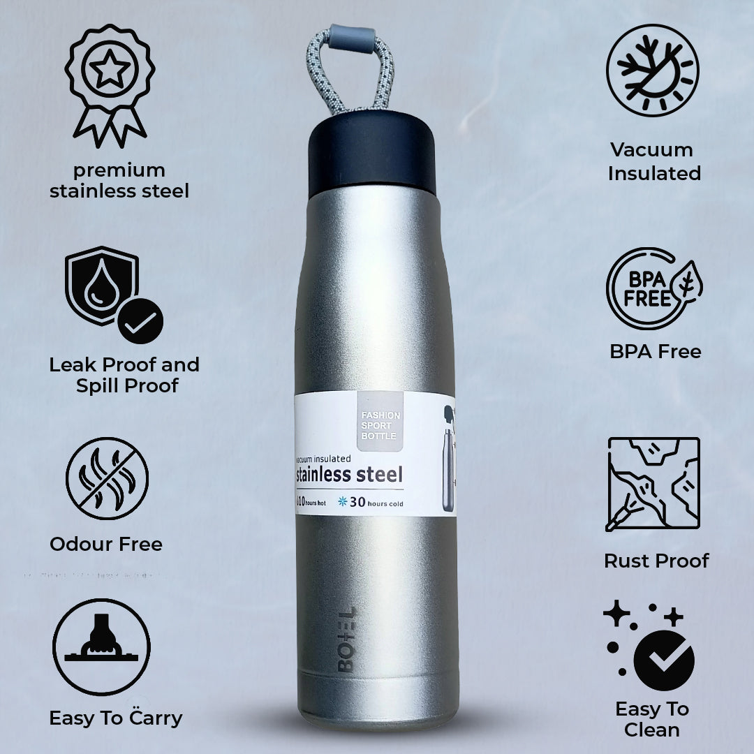 Sporty | Double Wall Steel Water Bottle | Vacuum Insulated | 10 Hours Hot & 24 Hours Cold