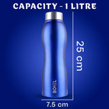 BoTTel Curvy Stainless Steel Water Bottle Single Wall in Blue Colour 1 Litre