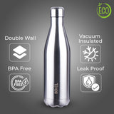 Thermosteel Water Bottle, 24 Hours Hot or Cold 1 Liter Flask Steel | Double Wall Water Bottle