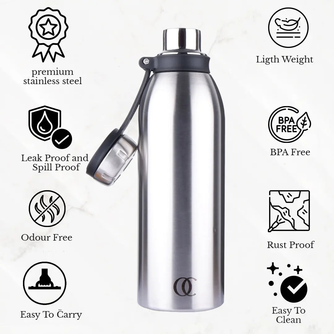 Nexa Stainless Steel Water Bottle | Vacuum Insulated | Hot & Cold For 24 Hours | Capacity 900 ML OmiChef