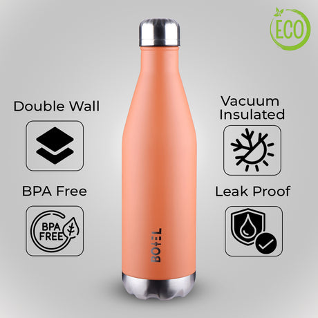 Thermosteel Water Bottle, 24 Hours Hot or Cold 1 Liter Flask Steel | Double Wall Water Bottle