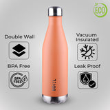 Thermo Sleek Double Wall Stainless Steel Water Bottle - 750 ml | Keeps Drinks Hot or Cold for 24 Hours