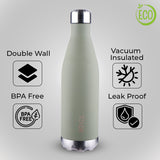 Thermo Sleek Double Wall Stainless Steel Water Bottle - 750 ml | Keeps Drinks Hot or Cold for 24 Hours