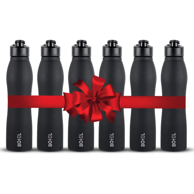 Vergo Stainless Steel Sports Water Bottle | Single Wall | 1 Litre | Pack Of 6 BOTTEL