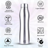 Curvy Stainless Steel Fridge Water Bottle | Silver | Capacity 1 Litre OmiChef