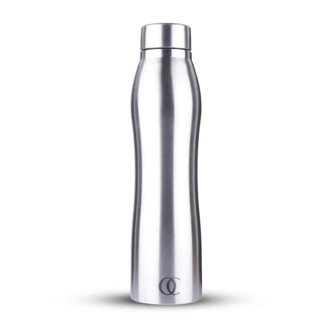 Curvy Stainless Steel Fridge Water Bottle | Silver | Capacity 1 Litre OmiChef